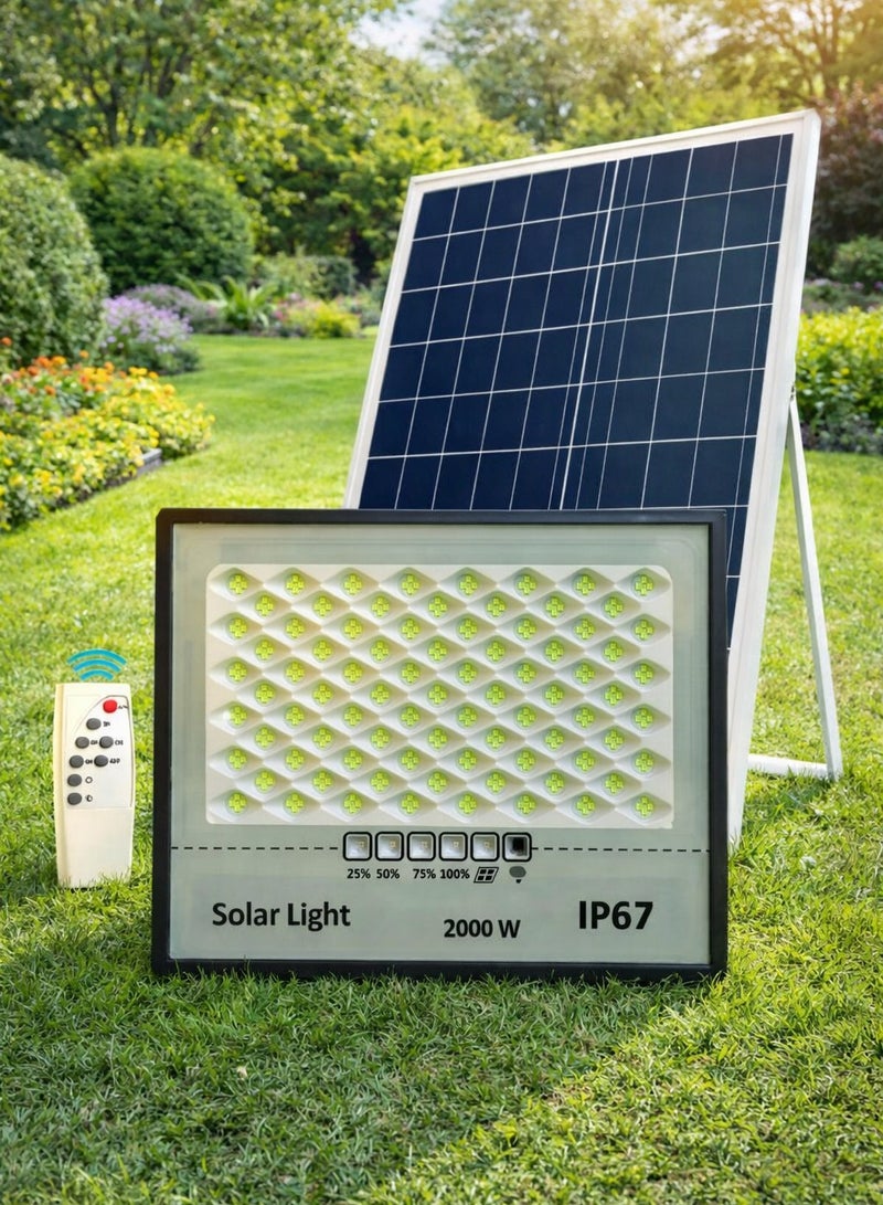 AL THURAYAT High-brightness solar floodlight with independent panel, waterproof solar lamp 2000W with high power and wide illumination that easily covers larger areas, the ideal solution for lighting gardens and entrances. - Image 5
